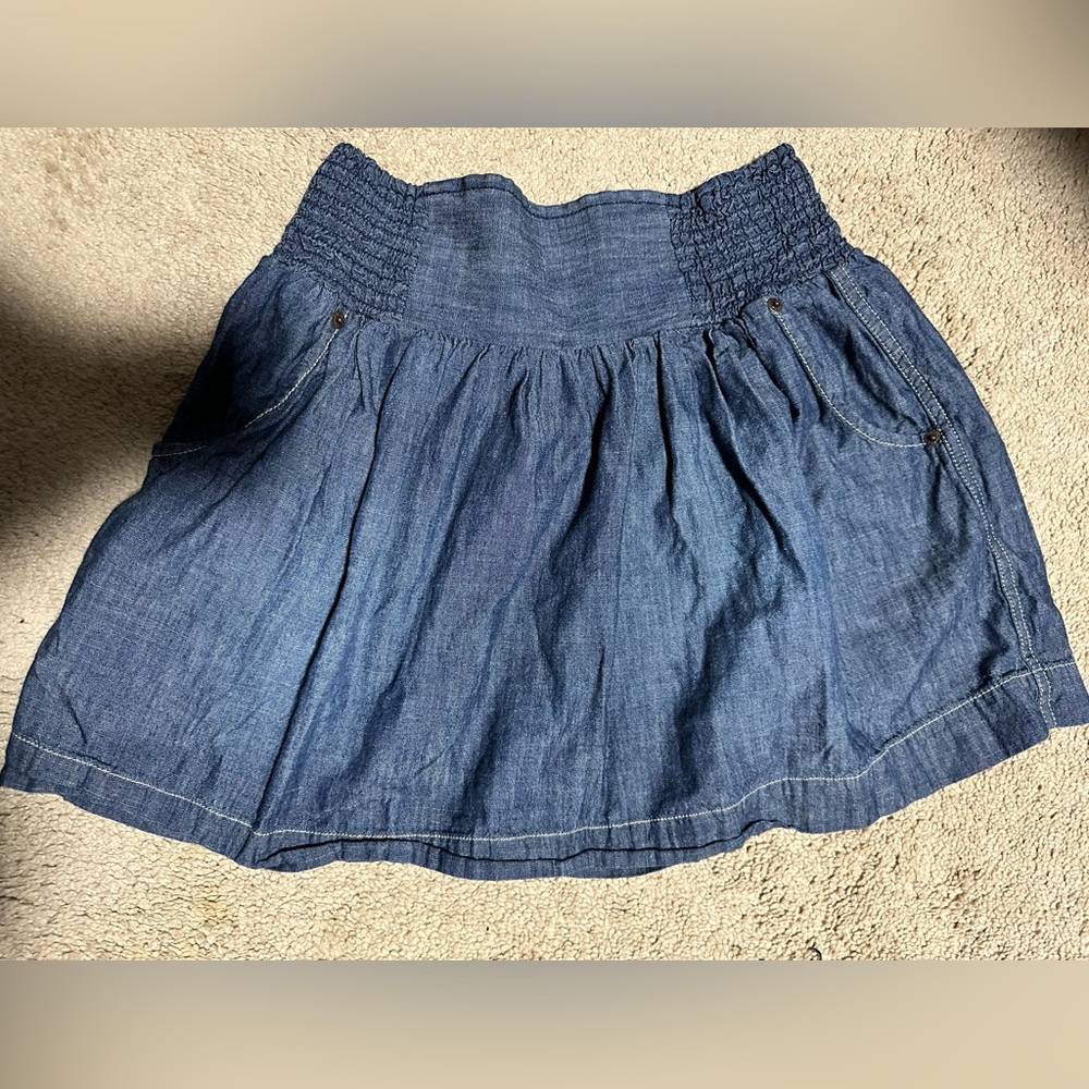 🍀 Lucky Brand Blue Smocked Bubble Mini Skirt - Picture 1 of 5